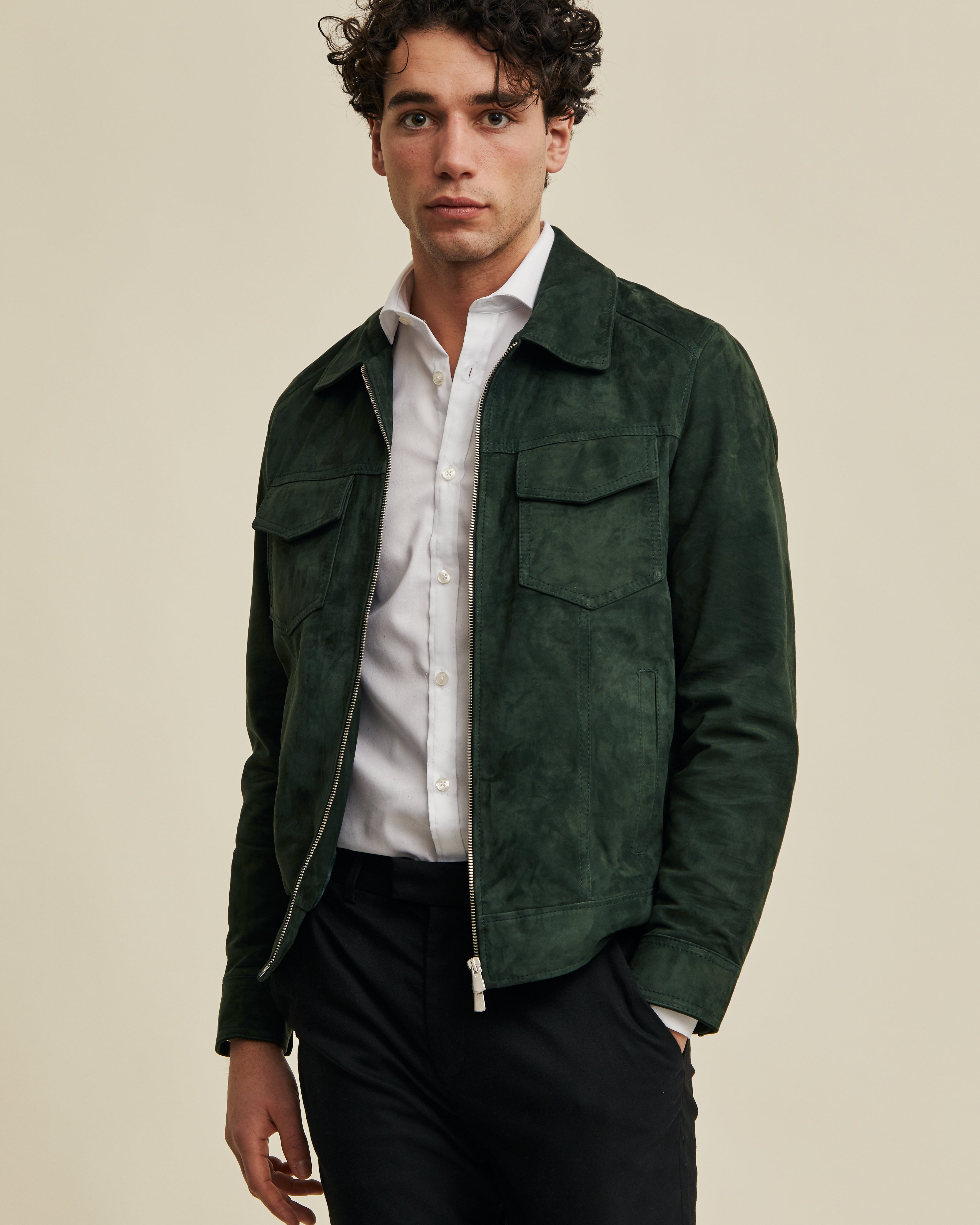 dark green suede jacket